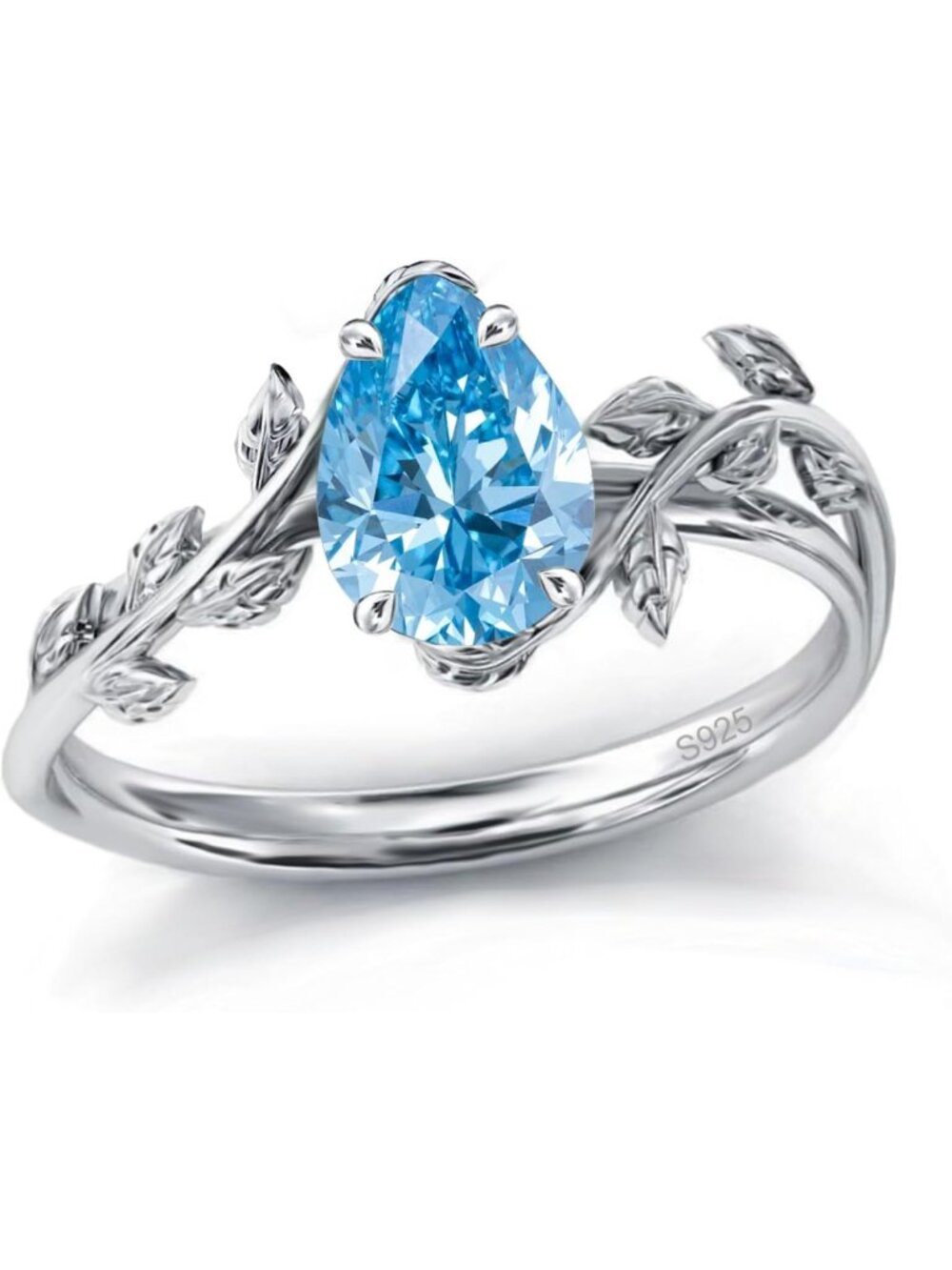 Natural Moss Agate & Opal Birthstone Ring in 925 Sterling Silver - Leaf Design